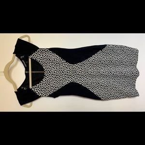 Black and white full zipper body-con dress size 2